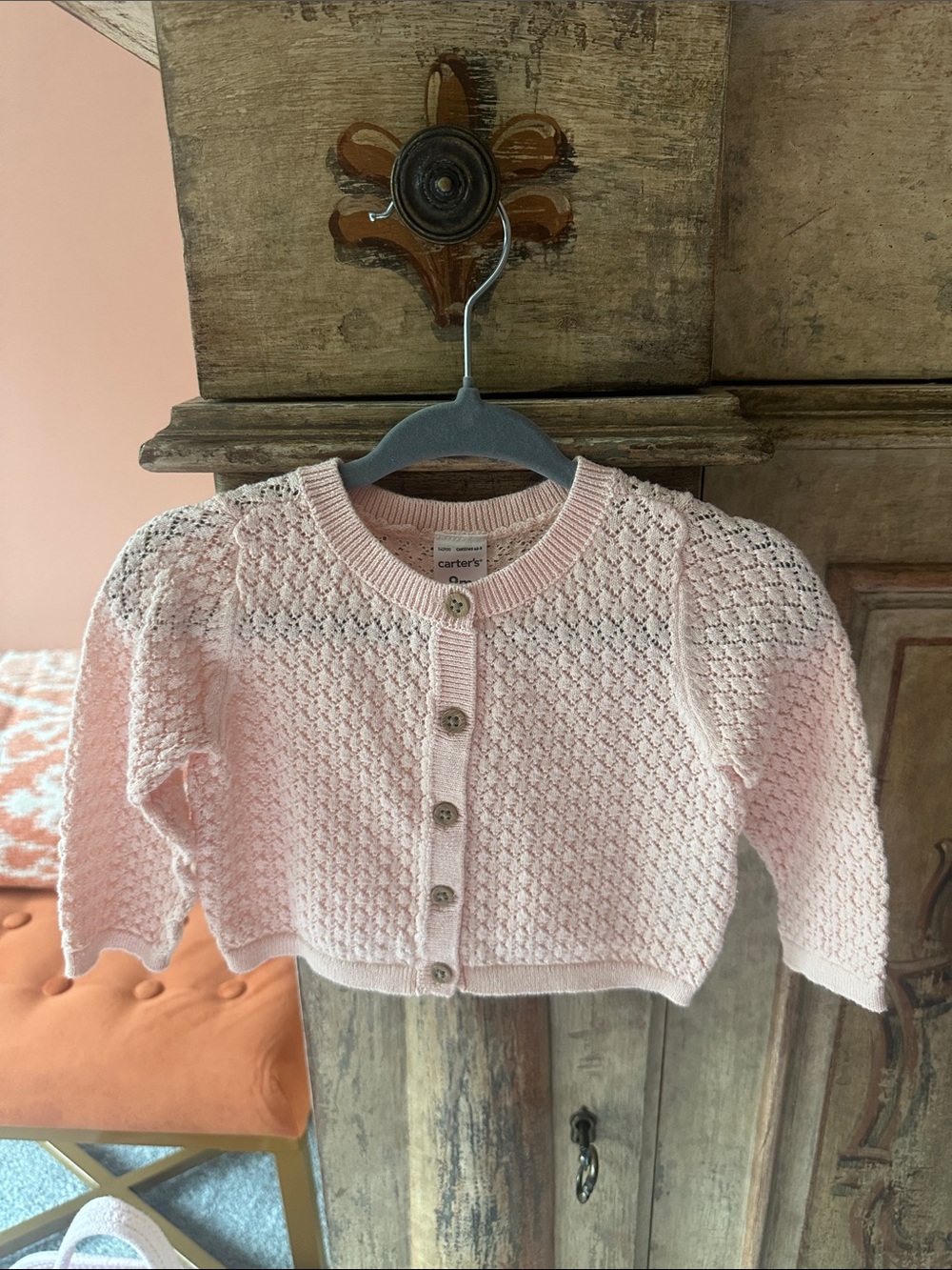 NWOT Carter's Light Pink Knit Button-Up Baby Cardigan